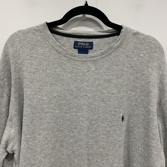 POLO RALPH LAUREN XL Mens Gray Sleepwear Thermal Waffle Knit LS Shirt Crewneck - Picture 3 of 13